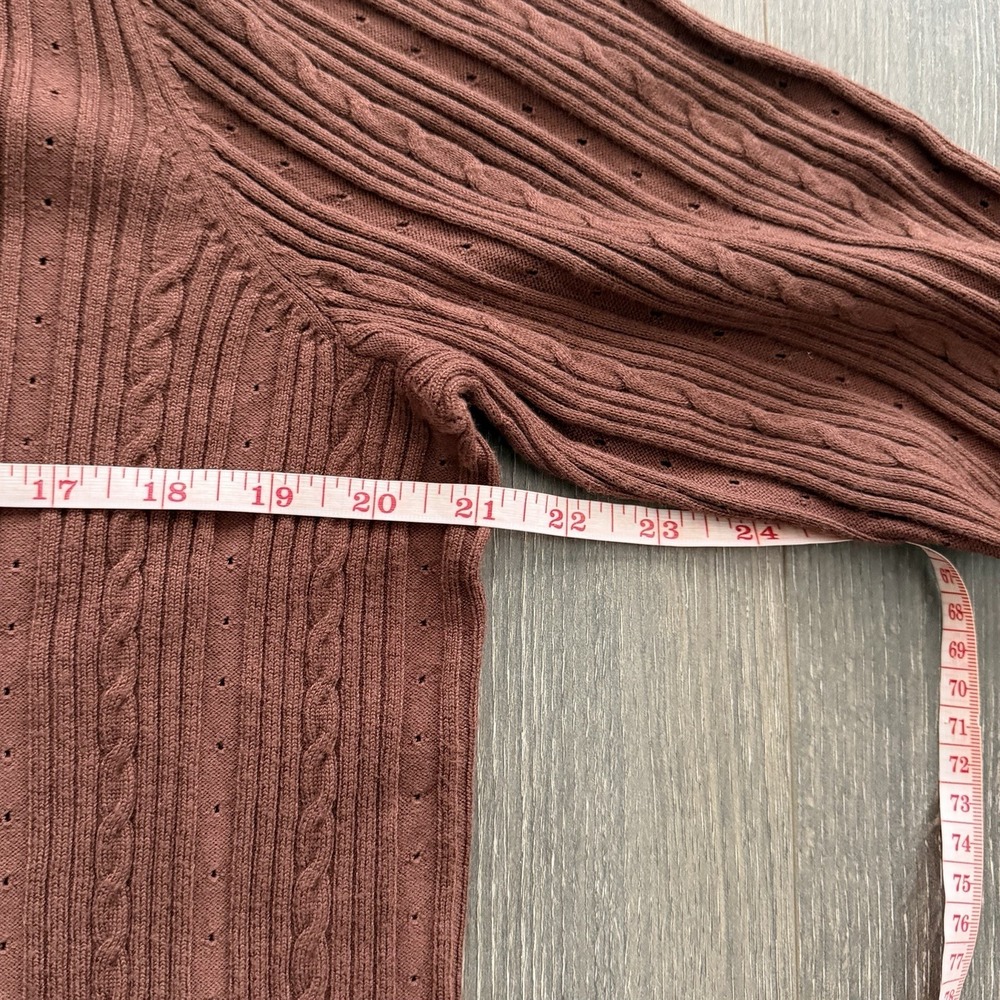 TALBOTS Plus NWT Long Sleeve Ribbed 1X Sweater Brown Boho Fisherman Office Prep - Picture 6 of 10